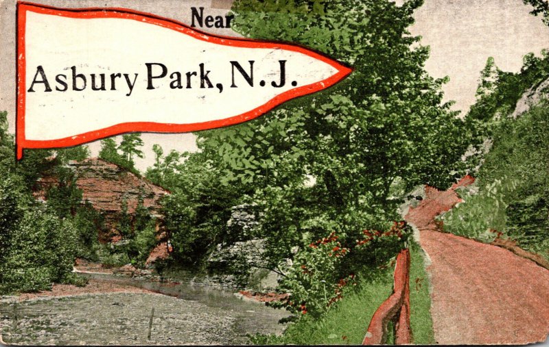 New Jersey Asbury Park Country Road Scene 1916 Pennant Series