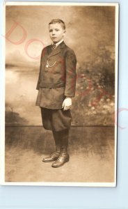 c1910s Atlantic City, NJ Boardwalk Young Man Knickerbockers RPPC Real Photo A139