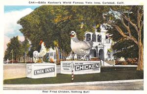 Carlsbad CA Eddie Kentner's Twin Inns Fried Chicken Drive-In Food Postcard