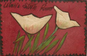 Postcard Red leather Utah State flower handmade undivided 23-8717