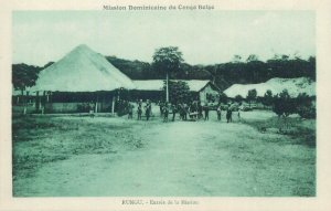 Belgian Congo dominican mission at Rungu colonial settlement entrance postcard
