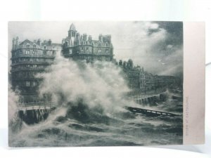 Bad Storm at Eastbourne Sussex 30ft Waves !  Vintage Antique Postcard 1904