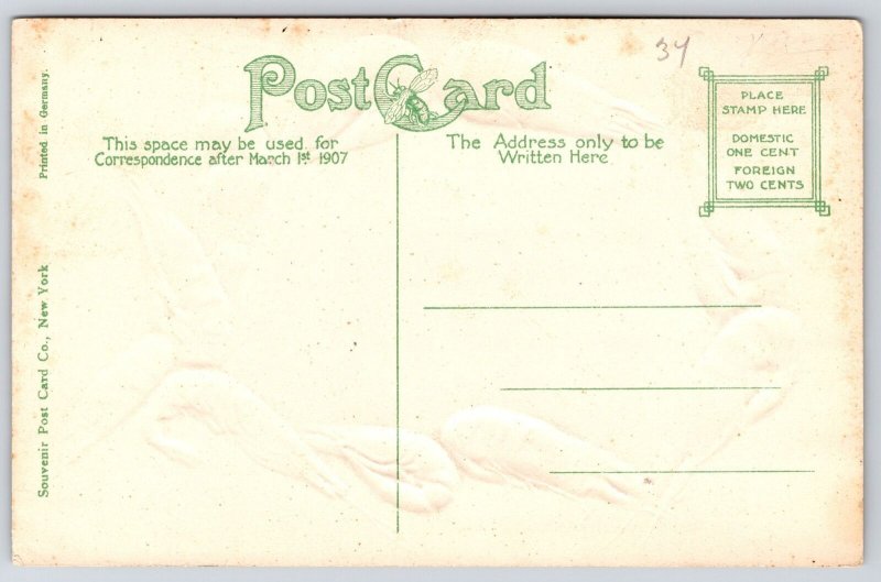 Beach Oceanfront Atlantic City New Jersey Crowd Bathers Building Posted Postcard