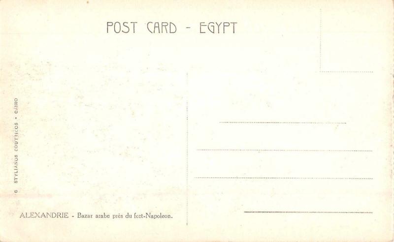 Alexandria Egypt Arabian Bazar near Fort Napoleon Antique Postcard (J34777)