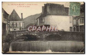 Old Postcard Salies de Bearn waterfall Saleys and Moon Bridge