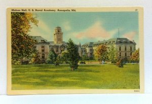 Annapolis Maryland MD US Naval Academy Mahan Hall Linen Vintage Postcard 