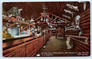 SAN FRANCISCO, CA California ~ Taxidermy ~ LOG CABIN SALOON c1910s Postcard