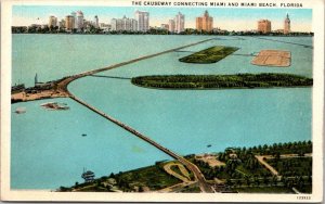 Florida The Causeway Connecting Miami and Miami Beach Curteich