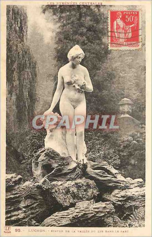 Old Postcard Luchon Statue of Lys-Valley in the Park