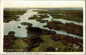 Aerial View Thousand Islands New York c1922 Vintage Postcard N04