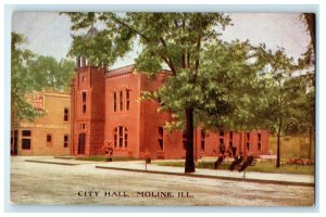 c1910 City Hall 16th St Moline, Illinois IL Unposted Antique Postcard