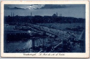 Constantinople Le Pont Du Cote De Galata Istanbul Turkey Postcard