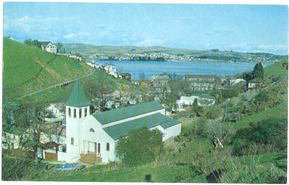 Port Costa, California, looking toward Carquinez Straight, CA, Chrome