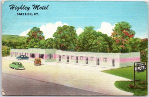 VINTAGE POSTCARD HIGHLEY MODERN HOTEL LOCATED AT SALT LICK KENTUCKY SLIGHT BEND