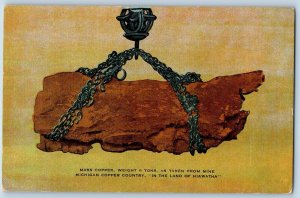 c1950's Mass Copper Weight 6 Tons From Mine Hiawatha Michigan Vintage Postcard