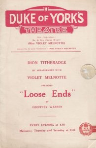 Loose Ends Geoffrey Warren Comedy The Duke Of Yorks Theatre Programme