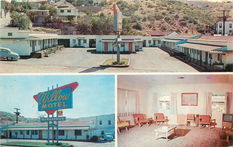 Arizona Globe Willow Motel 1959 Roadside autos interior Dexter Postcard 22-10590