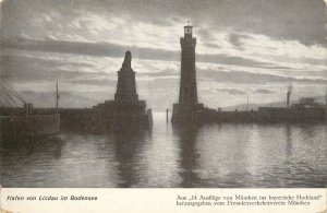 Navigation & sailing related vintage postcard Hafen  Lindau Bodensee lighthouse