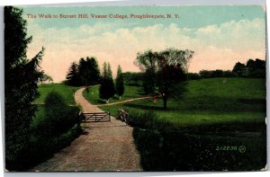 Postcard NY Poughkeepsie Vassar College Walk to Sunset Hill