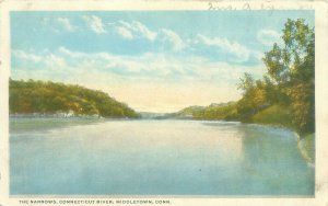 Middletown Connecticut River, The Narrows White Border Postcard
