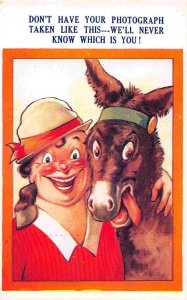 Don't Have Your Picture Taken Like This Woman Donkey Bamforth Comic postcard