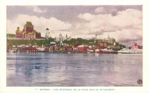 Quebec Canada Ville Sur la St Laurent General View WB Postcard Unused