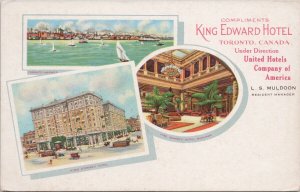 King Edward Hotel Toronto Ontario ON under United Hotels Co America Postcard H47