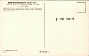 Vtg Breckenridge Resort Beach Club St Petersburg Beach Florida FL Postcard