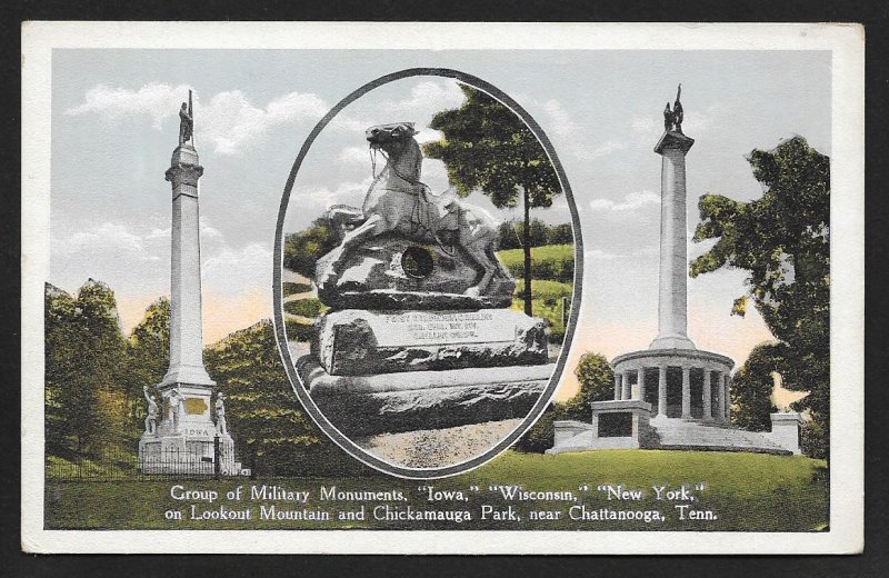 Civil War Military Monuments Lookout Mt Chickamauga Chattanooga TN Unused c1920s