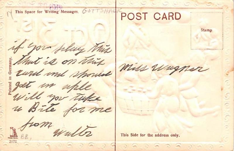 Halloween Gottshalk writing on back 