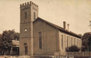 Real Photo Postcard M.E. Church in Westville, Indiana~124043