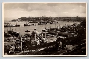 Constantinople Panoramic Port View Postcard Istanbul Turkey Isaac M. Ahitouv