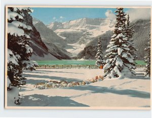 Postcard Autumn Snowfall at Lake Louise Banff National Park Alberta Canada