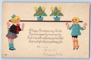 c1910's Christmas Message Children Arts Crafts Unposted Antique Postcard