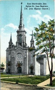 Postcard QC East Sherbrooke St. John Baptist Catholic Church ~1910 K42