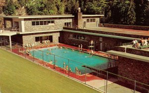 RADIUM HOT SPRINGS, BC Canada AQUACOURT POOL Lifeguard ROADSIDE Chrome Postcard