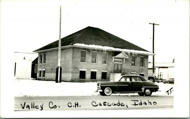 Vtg Cartolina RPPC Cascade Idaho Id - Valley Contea Court House Street Vista