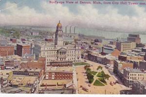 Michigan Detroit Birds Eye View From City Hall 1910