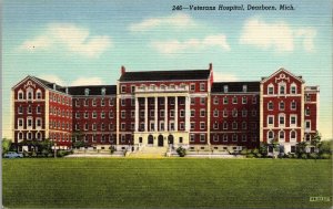 Vtg Dearborn Michigan MI Disabled Veterans Hospital 1940s Linen View Postcard
