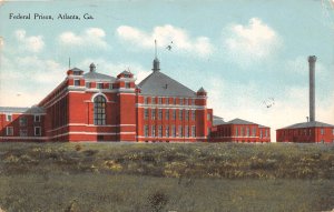 Atlanta Georgia Federal Prison, Exterior, Color Lithograph Vintage PC U7708