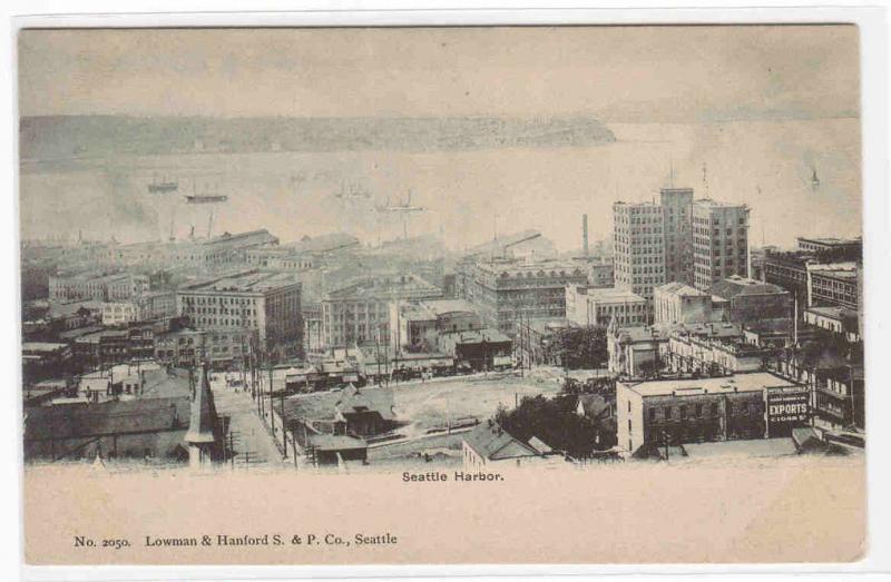Panorama Seattle Harbor Washington 1905c postcard