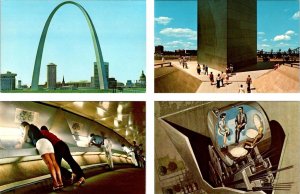 4~Postcards  St Louis MO Missouri GATEWAY ARCH~OBSERVATION ROOM~BASE~TRAIN CAR