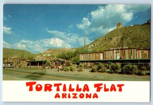 Mesa Arizona AZ Postcard Tortilla Flat Apache Trail Superstition Mountains 1960