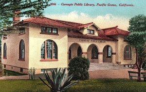 C.1910 Carnegie Public Library, Pacific Grove, Cal. Vintage Postcard P136