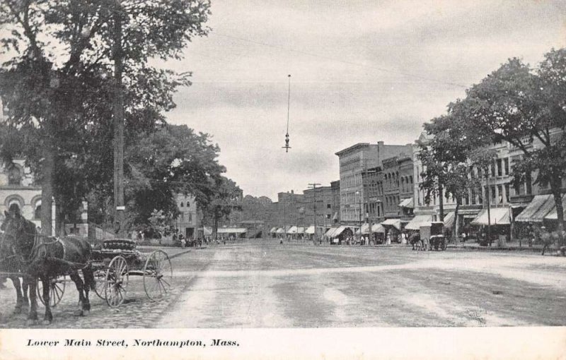 Northampton Massachusetts Lower Main Street Vintage Postcard AA19918 