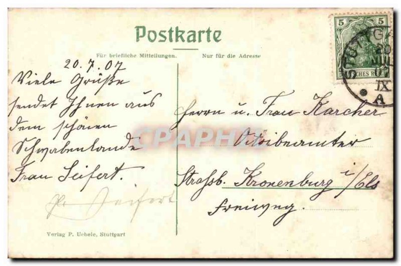 Old Postcard Stuttgart Schlossplatz mit neuen Schloss