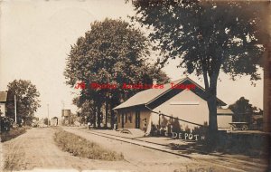 Depot, Michigan, Petersburg,RPPC,Lake Shore & Michigan Southern Railroad Station