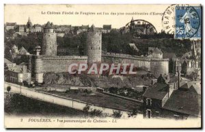 Old Postcard Fougeres panoramic view of the Castle