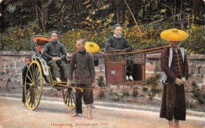 Hong Kong Richshaw and Sedan Chair Vintage Postcard AA76344