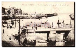 Old Postcard Treport panoramic view of the port taken of the retaining bridge